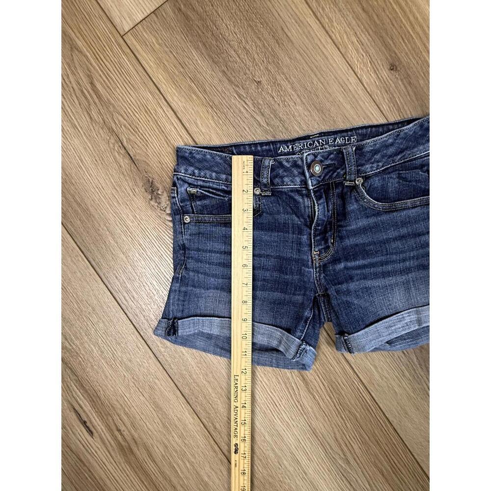 American Eagle Jean Shorts Womens 6 Blue Stretch Denim Cuffed Cutoff Summer - Picture 8 of 8